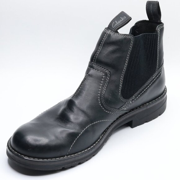Clarks Men's Morris Easy Chelsea Boot Black Leather Size 12 M - Picture 4 of 4